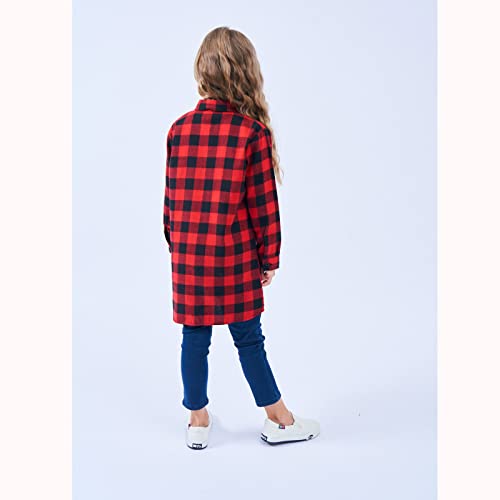 Girls Toddler Plaid Pleated Mini Dress Button Down Plaid Flannel Shirts Long Sleeve Casual Dress Girl Undershirts Long3