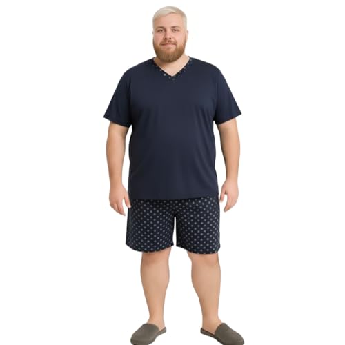 Pijama Homem Plus Size Conjunto Roupa De Dormir (G2, Azul)