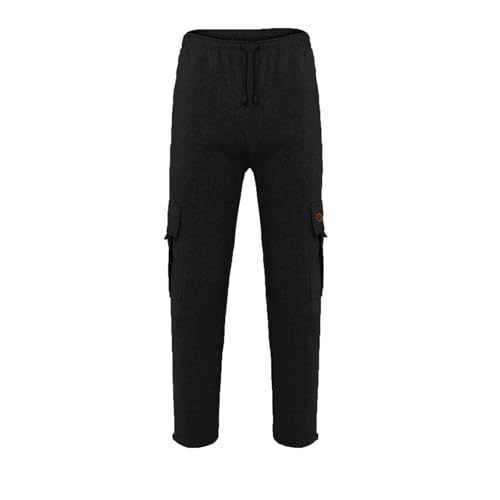 Men's Cargo Sweatpants Casual Fleece Baggy Sweatpants with Pockets Elastic Waist Cargo Joggers Sweat Pants Trousers4
