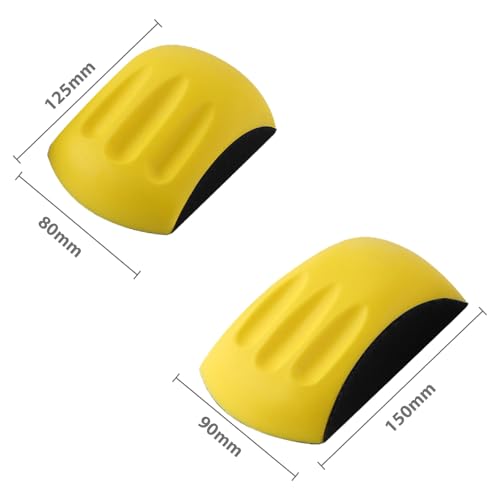 VZU 125mm 150mm Schleifklotz Klett Set (2er Pack) Mausförmiger Handschleifblock mit Klettverschluss Für Schleifen, Polieren & Winkelschleifen Inkl. Sandpapierhalter