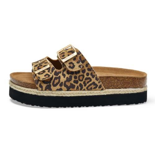 Image of PepStep Slide Sandals for Women with Soft Cork Footbed and Strap, Ladies Fashion Platform Slide Sandals Comfortable Slip On Style