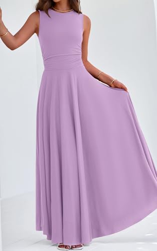 Image of PRETTYGARDEN Womens Summer Dresses 2026 Casual Sleeveless Crewneck Aline Maxi Dress Stretch Tank Flowy Long Dresses