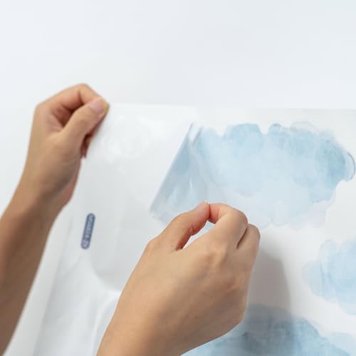 Vinilo decorativo nube azul removible para pared miniatura 6