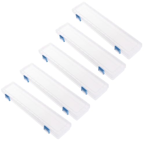 Moynagh Paint Brush Storage Box, 5 Pack, Clear Case with Buckles, Long Brush Container