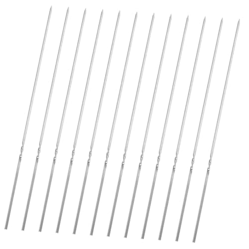 HOLIDYOYO 20 Piezas brochetas de acero para barbacoa carne parrilla kabobs parilla carbón bot espetos el escupitajo Accesorio de barbacoa kebab grill pinchos de metal palos Acero inoxidable