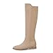 Modatope Beige Suede Boots Rounded Flat Knee High Boots for Women Low Block Chunky Heel Elastic Riding Boot Fashion Fall Winter Boot Size 7.5