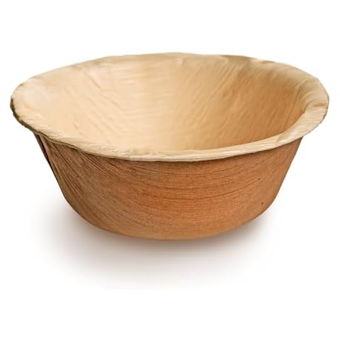 ECODECO Palm Leaf Compostable Plates - 25 pcs - 5 Inch Round Bowls - Disposable Eco Friendly Like Bamboo Party Plates Cover