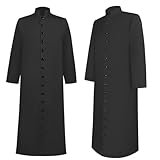 Medieval Long Clergy Robe for Men Church Priest Pastor Cassock Robe Vestments Preacher Pulpit Minister Costume (Black, X-Large)