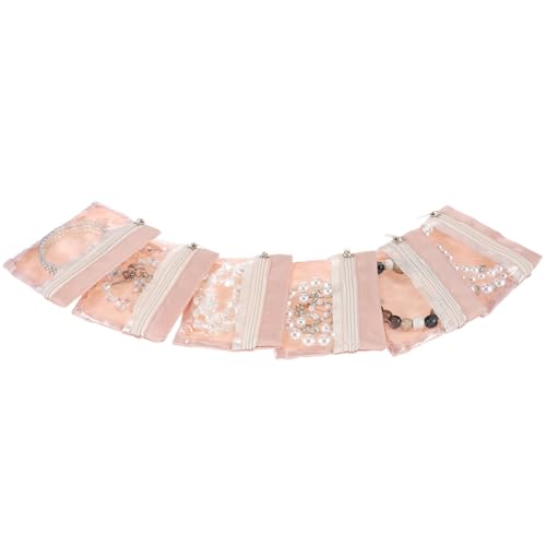 Ouligay 6 Pcs Jewelry Organizer Travel, Pink Jewelry Pouches, Small Bags with Clear Zipper Pockets, Portable Storage Bag Organizer for Travel Business Trip Women Girl Gift