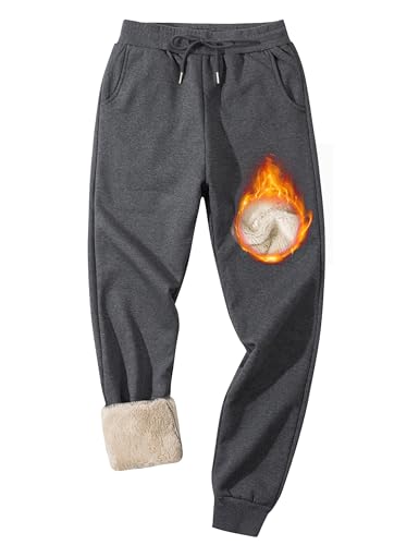 Lentta Men's Fleece Sweatpants Winter Warm Athletic Sherpa Lined Track Joggers Pants
