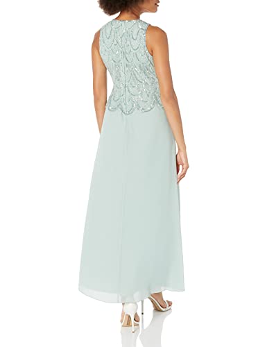 Image of J Kara Womens Plus Size Sleeveless Beaded Pop Over Long Dress with Scarf