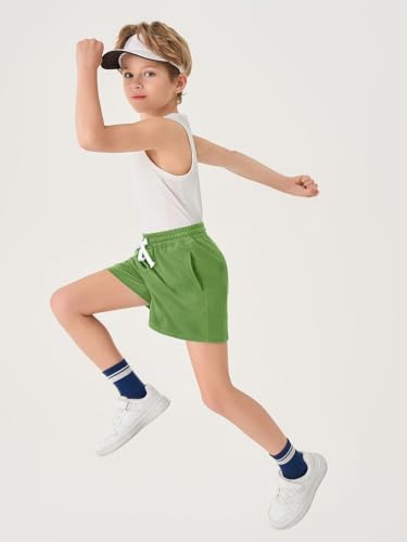 Haloumoning Boys Athletic Shorts Kids High Waisted Basketball Gym Shorts with Pockets 5-14 Years4