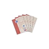 Oxford Recycling Collegeblock A5 kariert mit Rand, 80 Blatt, 5 Stück