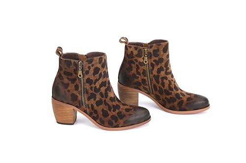 M Women's Western Cowgirl Vintage leopard print Ankle Boot3