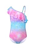 XiaoMoSha Girls Bathing Suit Toddler Swimsuit Girl One Piece UPF 50+ Sun Protection Swimwear Summer Quick Dry Beach Swim Suit for Kids Girl Size 3t 4t Rainbow Mermaid 110（3-4Y）