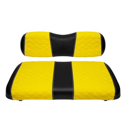 Housses de siège pour voiturette de golf EZGO TXT en cuir vinyle marine jaune
