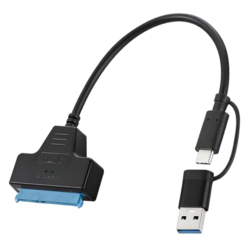 Leloco USB 3.0 zu SATA Adapter, 2-in-1 USB A/C auf SATA III Festplatten-Adapter 5Gbps &Uuml;bertragungsgeschwindigkeit, Geeignet f&uuml;r 2,5 Zoll SSD HDD Festplatte