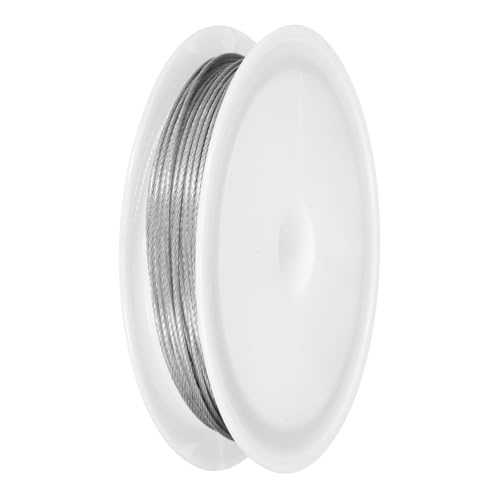 PATIKIL 13FT (4m) 0.039inch (1mm) 7-Strand Bead String Wire, Stainless Steel Nylon Coated Bead Cord Stringing Wire for Jewelry Bracelet Beading Making, Silver