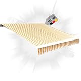 DELUKE® Markisenbespannung Markisenstoff Wasserabweisend Reißfest | Gelb-Weiß, für 400x300cm Rahmen | Markise mit Volant Markisen Ersatzstoff Markisentuch Sonnenschutz Markisenzubehör