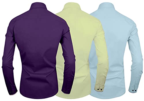 Image of Zombom Men's Combo Regular Fit Cotton Blend Full Sleeve Casual Shirts Pack of 3