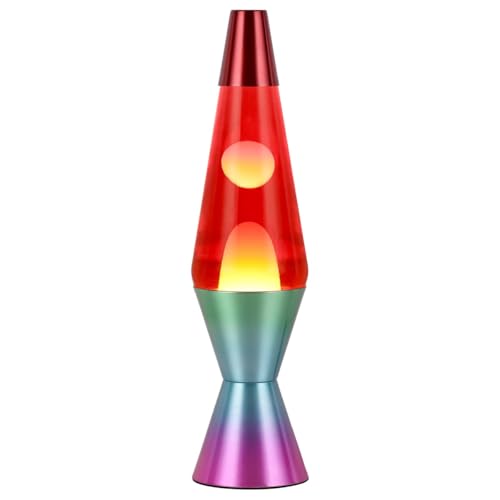 ROCKING GIFTS Lámpara de Lava 37 cm Rojo Naranja con Base Metálica, Bombilla y Cable – Luz Ambiental y Decorativa para Habitación Infantil o Juvenil – Lámpara Relajante Estilo Retro para el Hogar