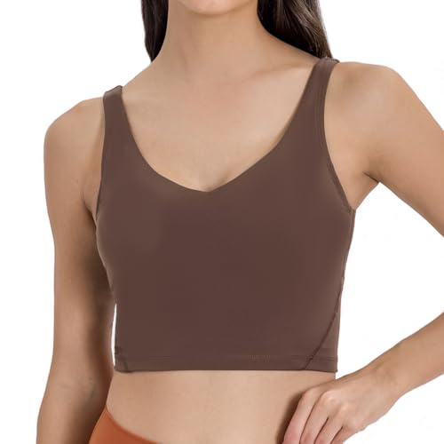 Image of Lemedy Women Sports Bra Longline Crop Tank Top Padded Workout Running Yoga
