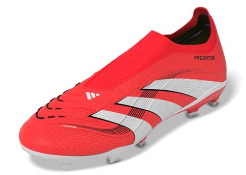 adidas Unisex Predator League Laceless Firm Multi Ground Sneaker, Lucid Red/White/Black, 9 US Men