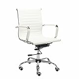Vivol Design Schreibtisch Stuhl Valencia - Bürostuhl Ergonomisch - Stuhl Weiß Bürostuhl 120 kg - Drehstuhl mit Rollen und Armlehnen (Weiß, Kunstleder)