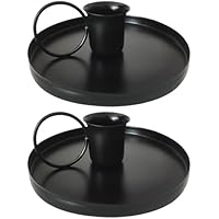 Candelabros de Hierro Antiguos - 2 Piezas Cilíndricos Cónicos de