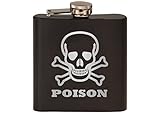 Rogue River Tactical Funny Poison Skull and Crossbones Stainless Steel Hip Flask Premium Matte Black Makes a Great Gift For Him Dad Father Gag Joke Gift