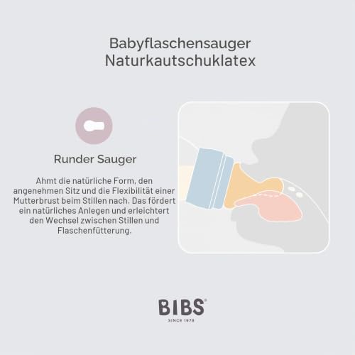 BIBS 2er-Pack Flaschensauger. Anti-Kolik. Extra Sauger für BIBS Babyflaschen. Runde Saugerform. - Naturkautschuk/Latex. Slow Flow – Ansicht 4