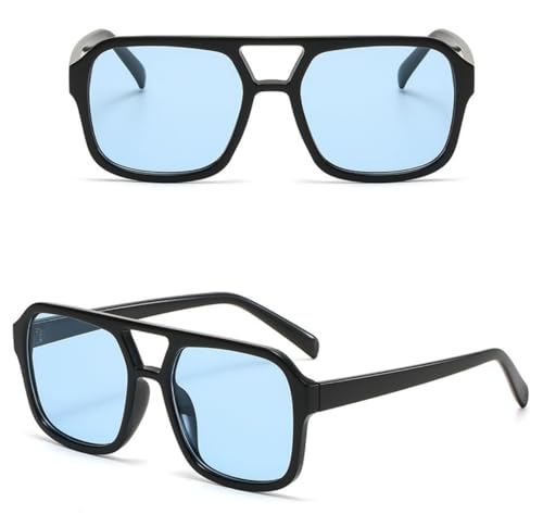 Image of Retro 70s Square Aviator Sunglasses Women Men Vintage Rectangle Sunglasses Flat Frame Trendy Shades