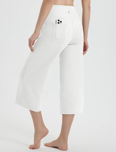 Pantalon de yoga taille haute femme capris ample avec poches pour l'été - 2