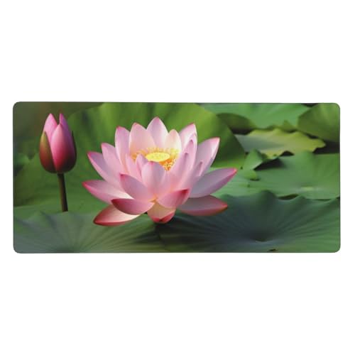 Grand tapis de souris de jeu étendu XXL 90 x 40 cm avec motif floral pour bureau