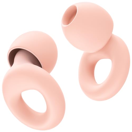 HOYIO Tappi Orecchie Antirumore Dormire, 2 Paia in Silicone SNR 27 dB, Riutilizzabili per Lavoro/Studio/Concerti/Viaggi Aerei, Adulti e Bambini con 8 Inserti + Sacchetto Portatile, Rosa Pallido