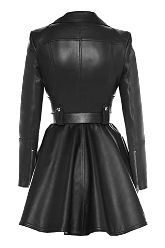 Alexzenderi Frill Black and Contrast Designer Women Real Leather Jacket2