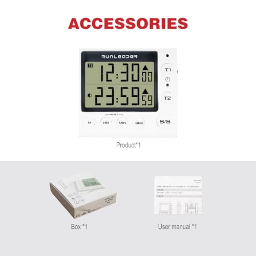 RileyFine KT002 Civil Digital Timer, Countdown-Funktion, Uhrfunktion, Speicherfunktion, zum Kochen in der Küche, zum Lesen, für Bürobesprechungen, Trainingstiming usw. (White)