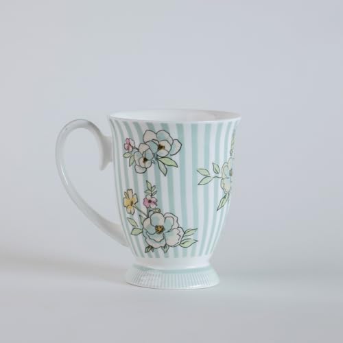 Image of Clay Craft x Magique by The Wishing Chair : Stripe Happy Days Ceramic Coffee Mug 300ml | Fine China Milk Tea Cup | Microwave & Dishwasher Safe | Elegant Mug for Home Office Gifting