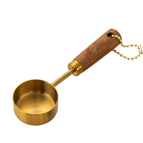 ステンレス製メジャーカップ - 木製ハンドル金属計量スプーン - 木製ハンドルステンレス鋼計量スプーン金メッキ木製ハンドルミニスプーン計量カップコーヒースプーン定量調味料ベーキングバケットツール キッチン用品と装飾品、ベーキング用の乾燥および液体計量カップ