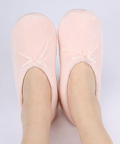Image of Panda Bros 2 Pairs Women's Ballerina House Slippers, Anti-Skid Comfy Warm Ballet Style Slippers