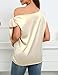 AISWI Women's 2024 Off Shoulder Satin Tops Elegant Casual Short Sleeve Asymmetrical Neck Silk Blouses Shirts, Champagne, XX-Large