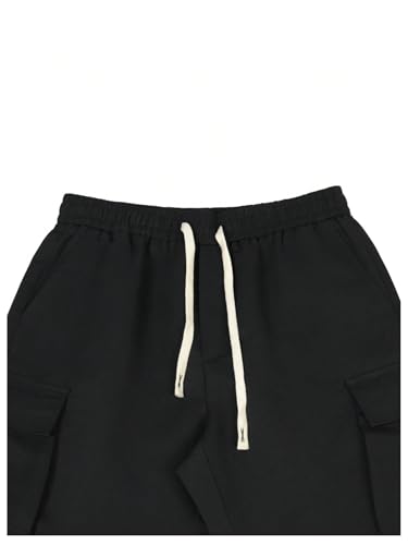 Verdusa Men's Baggy Cargo Pants Drawstring Elastic Waist Flap Pockets Loose Pants4