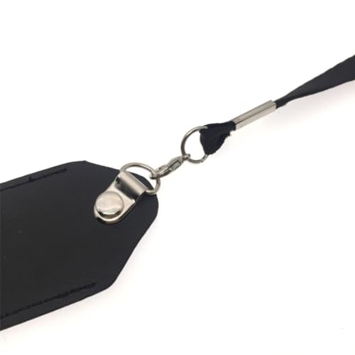 4 Pieces Black PU Leather Lanyard Case, MP3 Voice Recorder Protective Case, Straight Leather Case, Pen Holder ID Card Holder Protective Case Lanyard4