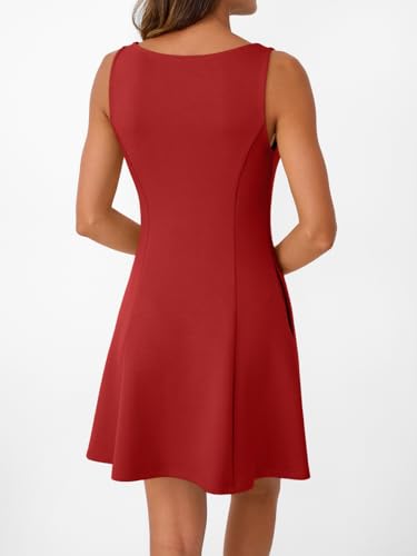 Image of LILLUSORY Women's A-Line Boat Neck Flowy Mini Dress Summer 2026 Going Out Party Club Vacation Sleeveless Tank Dresses