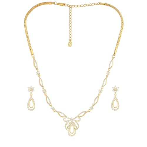 Image of Estele Elegant Gold Plated Necklace Set with CZ Detailing for Women|Occasional Wear for Women