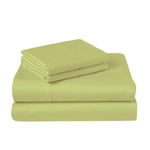 Pizuna 100% Cotton Sheets Set Queen 400 Thread Count Light Green