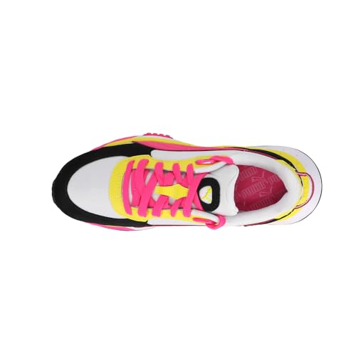 PUMA Girl's Wild Rider Rollin' (Big Kid) Puma White/Pink Glo/Blazing Yellow 5 Big Kid M4