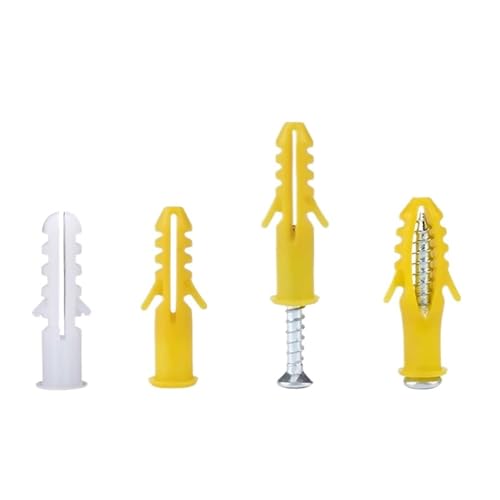 Wall Plugs?Raw Plugs? 50pcs M6 M8 M10 M12 Ribbed Plastic Anchor Wall Plastic Expansion Pipe Tube Wall Plugs for Self-Tapping Screws(Yellow,M12x20pcs)
