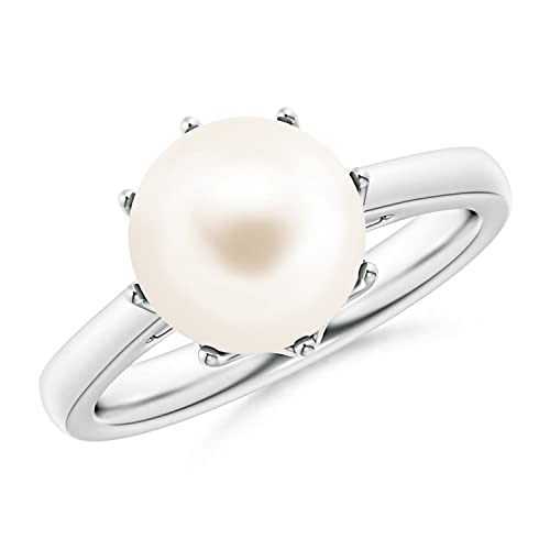 Angara Freshwater Pearl Solitaire Ring for Women | 8mm Round Freshwater Cultured Pearl Solitaire...