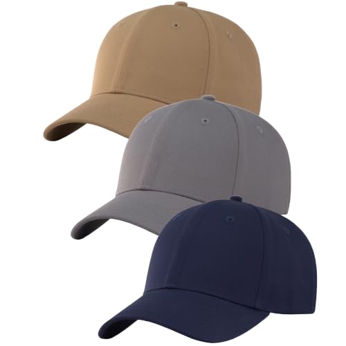 Image of 3 Pack Plain Cotton Strapback Baseball Hat Adjustable Low Profile Blank Team Ball Caps for Men Women